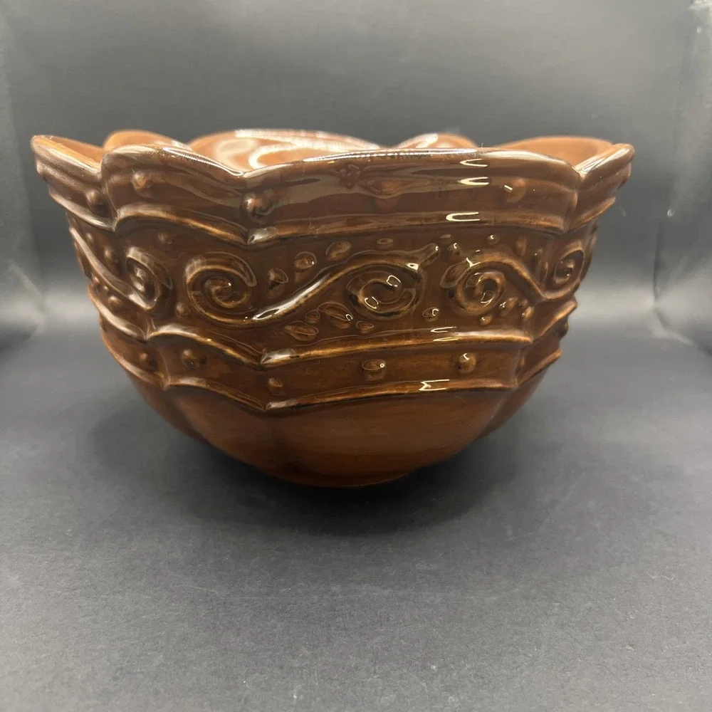Celebrating Home Stoneware Collection Medium Bowl Brown Glaze Venetian Spice